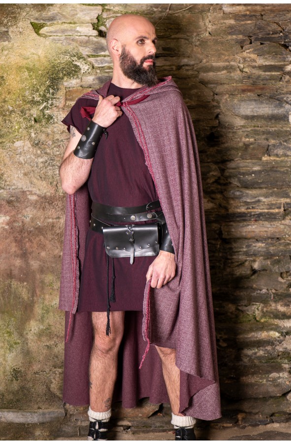 Burgundy Roman Cape with Hood