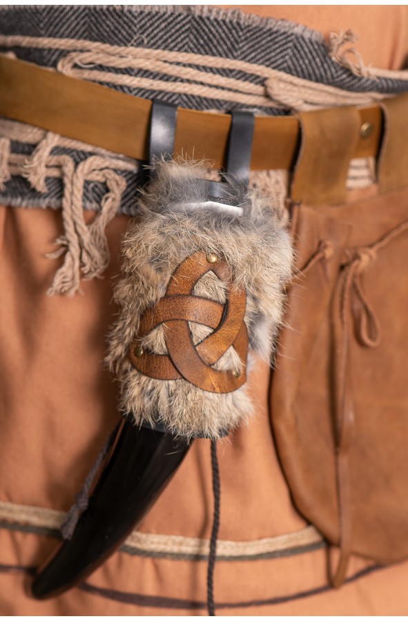 Natural Horn with Celtic Rabbit Fur...