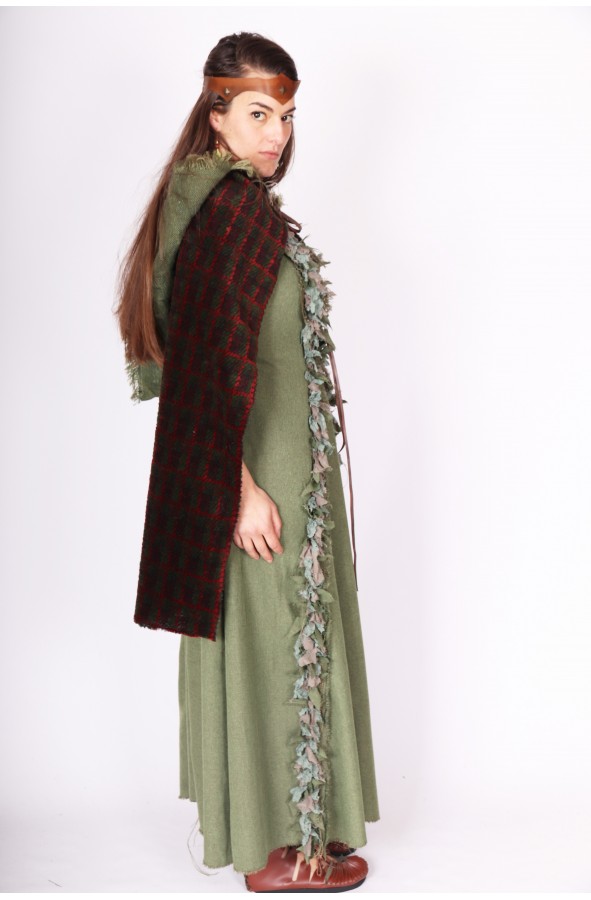 Celtic plaid hooded cloak
