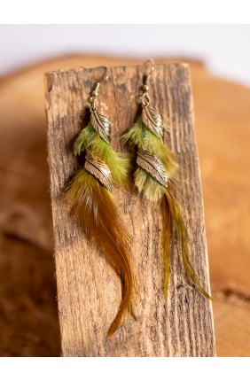 Green Feather Earrings for...