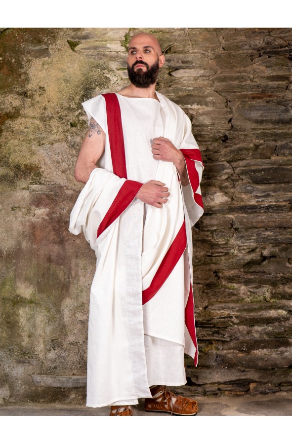 Linen Roman Senator Costume with Toga...